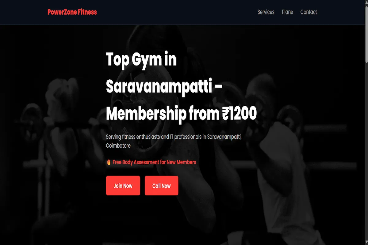 Gym membership and fitness centre website design
