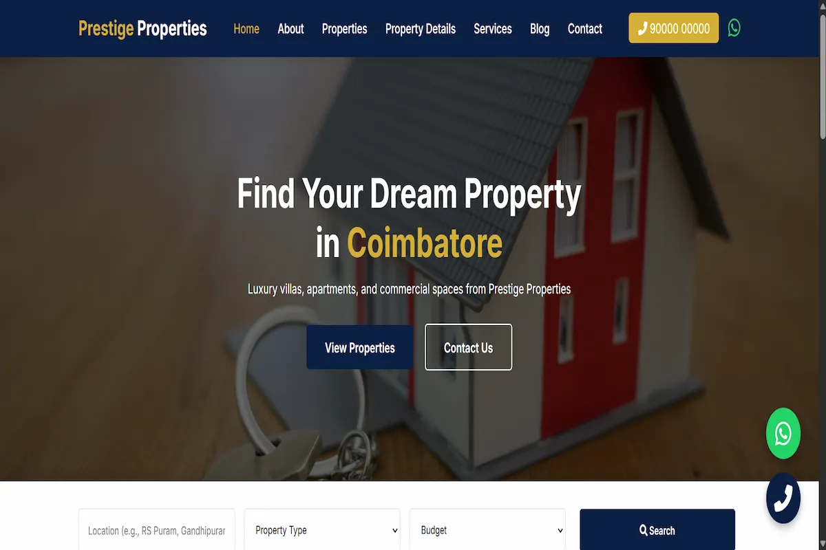 Real estate property listing website design for a property agency