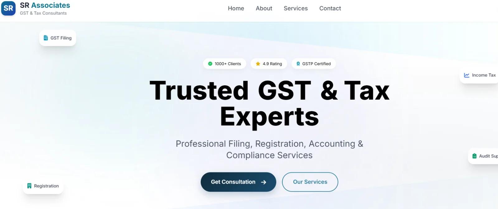 SR Associates CA - professional chartered accountant website design